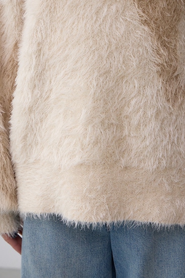 ニュアンスカウ柄Vネックニットトップス 詳細画像