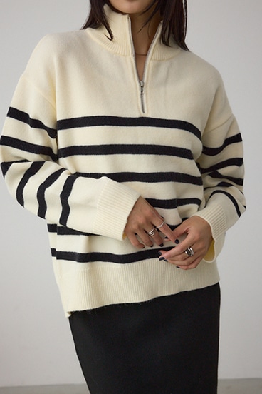 アソートカラーハーフジップニットトップス