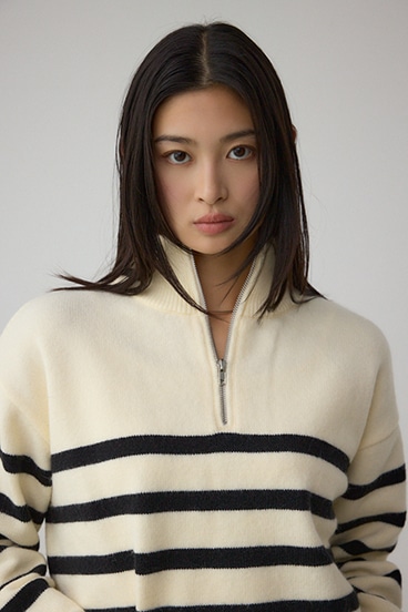 アソートカラーハーフジップニットトップス