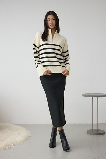 アソートカラーハーフジップニットトップス 詳細画像