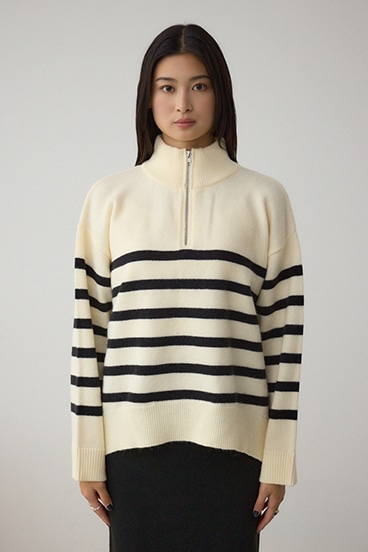 アソートカラーハーフジップニットトップス 詳細画像