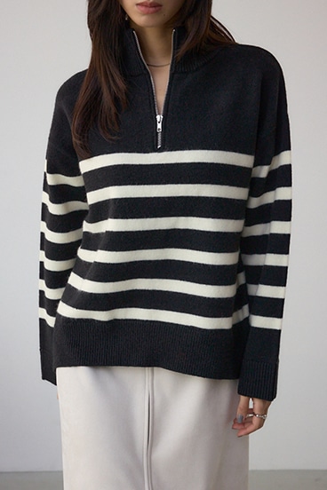 アソートカラーハーフジップニットトップス