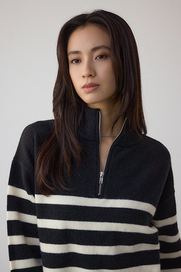 アソートカラーハーフジップニットトップス