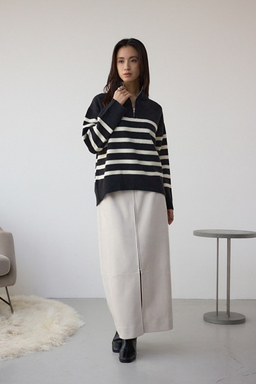 アソートカラーハーフジップニットトップス 詳細画像