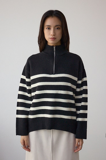 アソートカラーハーフジップニットトップス 詳細画像