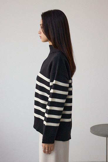 アソートカラーハーフジップニットトップス 詳細画像