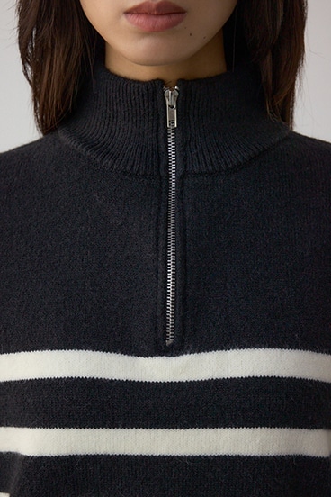 アソートカラーハーフジップニットトップス 詳細画像