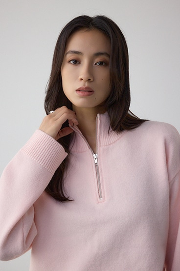 アソートカラーハーフジップニットトップス