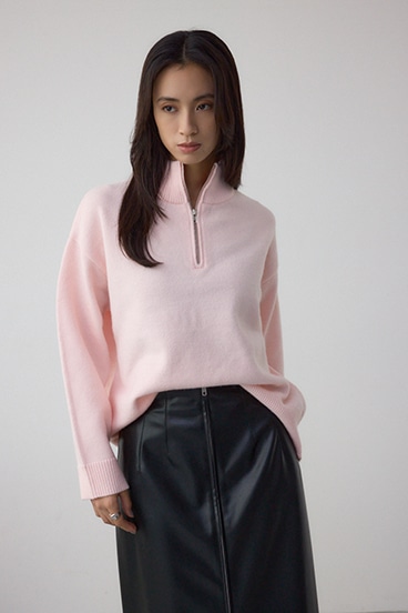 アソートカラーハーフジップニットトップス 詳細画像