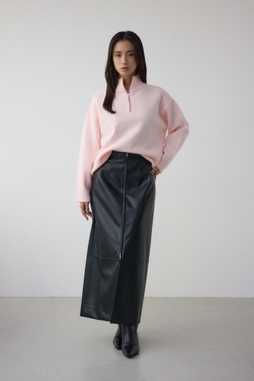 アソートカラーハーフジップニットトップス 詳細画像