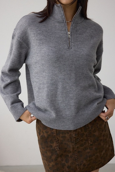 アソートカラーハーフジップニットトップス