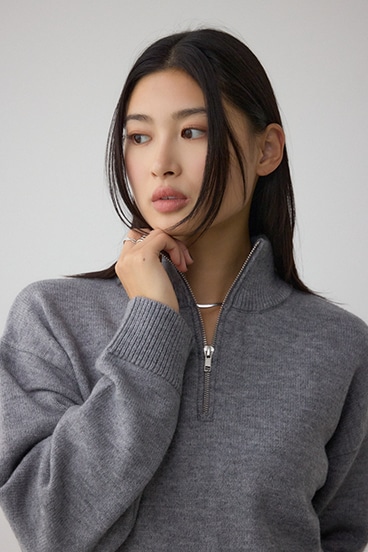 アソートカラーハーフジップニットトップス