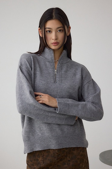 アソートカラーハーフジップニットトップス 詳細画像