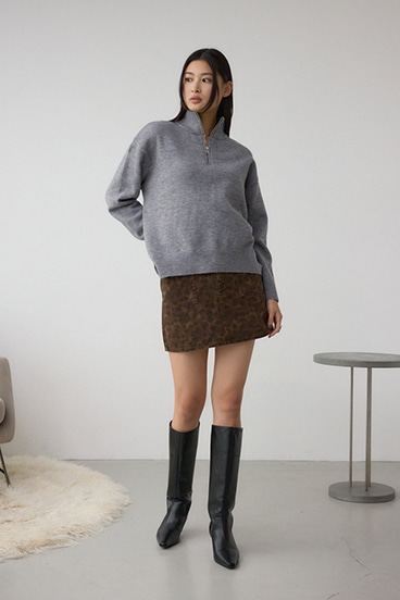 アソートカラーハーフジップニットトップス 詳細画像