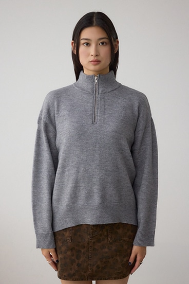 アソートカラーハーフジップニットトップス 詳細画像