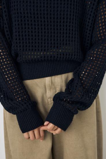 クロップドメッシュニット 詳細画像