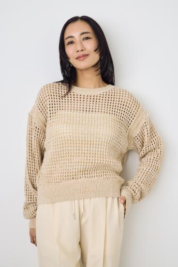 クロップドメッシュニット