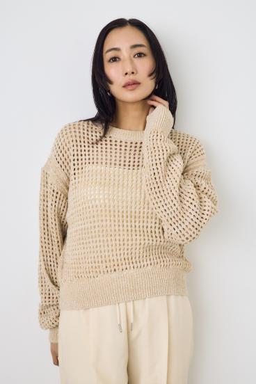 クロップドメッシュニット