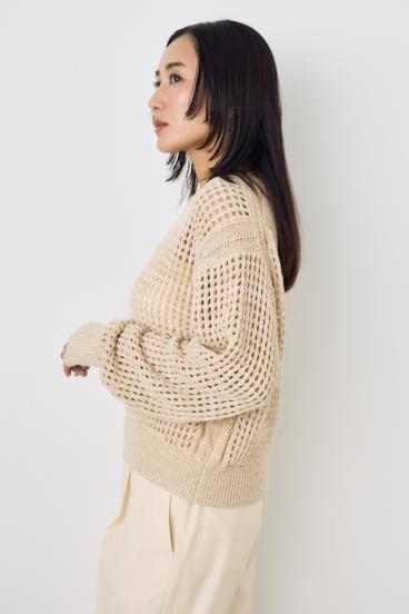 クロップドメッシュニット 詳細画像