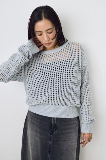 クロップドメッシュニット 詳細画像