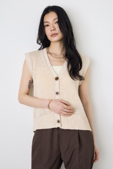 テープヤーンニットジレ 詳細画像