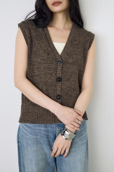 テープヤーンニットジレ 詳細画像