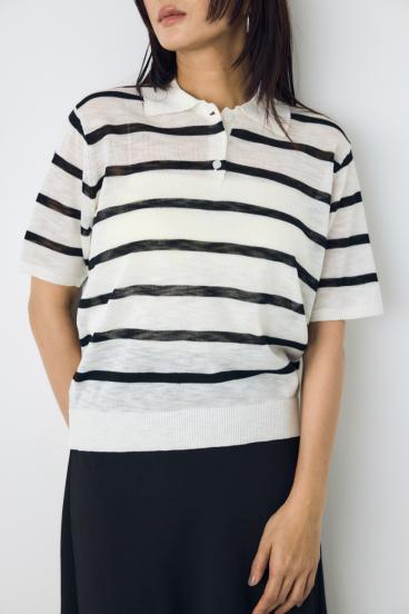 シアーポロニットトップス