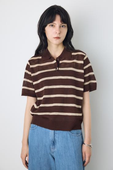 シアーポロニットトップス