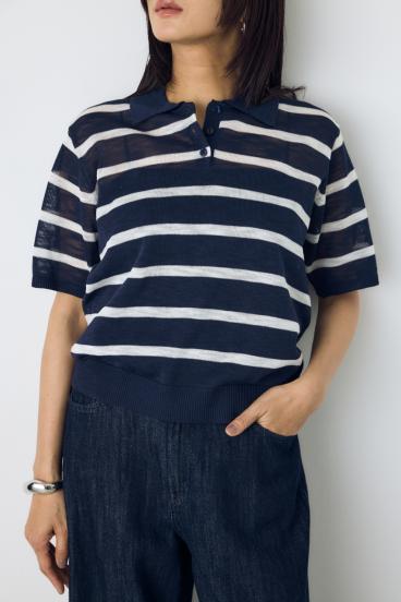 シアーポロニットトップス 詳細画像