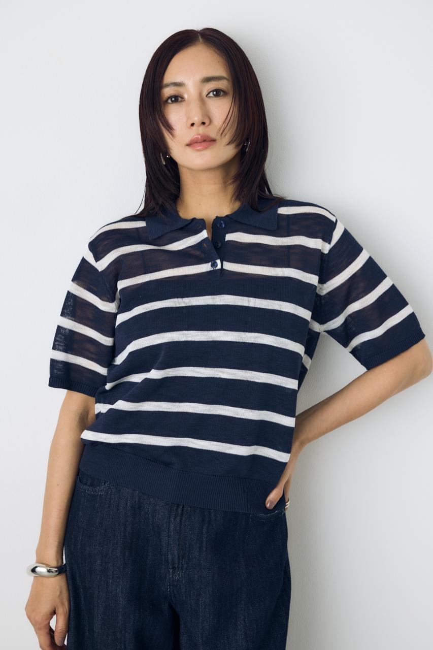 シアーポロニットトップス