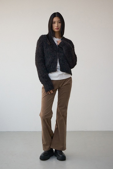 Wジップシャギーニットカーディガン 詳細画像