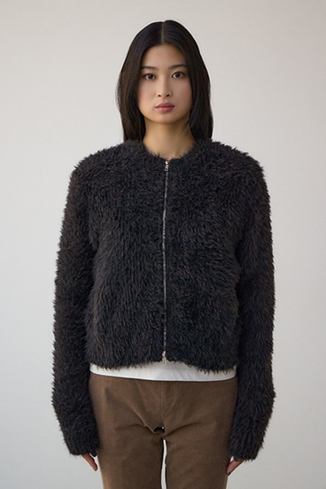 Wジップシャギーニットカーディガン 詳細画像