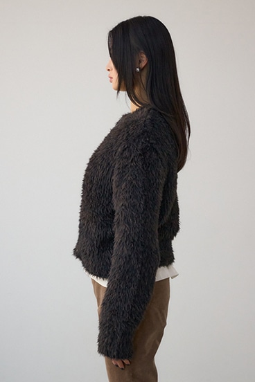 Wジップシャギーニットカーディガン 詳細画像