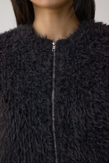 Wジップシャギーニットカーディガン 詳細画像