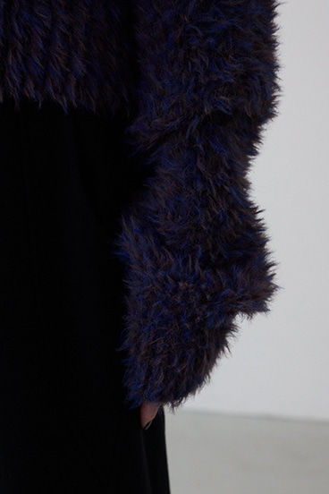 Wジップシャギーニットカーディガン 詳細画像