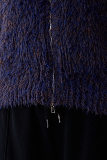 Wジップシャギーニットカーディガン 詳細画像