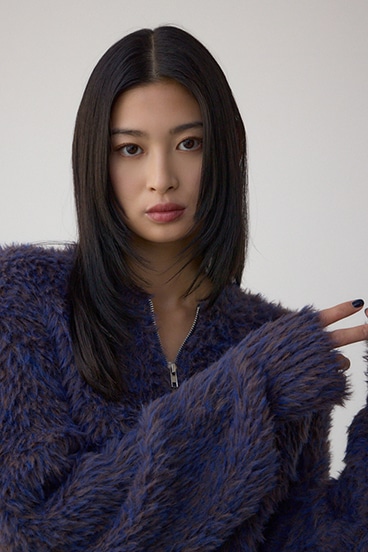 Wジップシャギーニットカーディガン