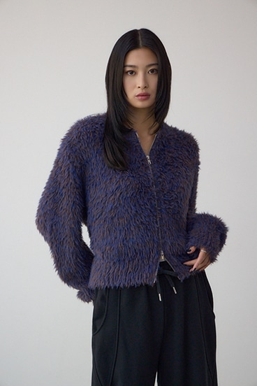 Wジップシャギーニットカーディガン 詳細画像