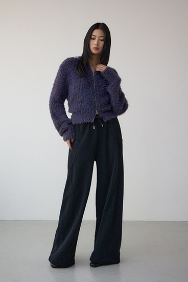 Wジップシャギーニットカーディガン 詳細画像