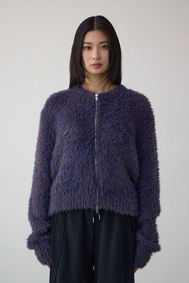 Wジップシャギーニットカーディガン 詳細画像