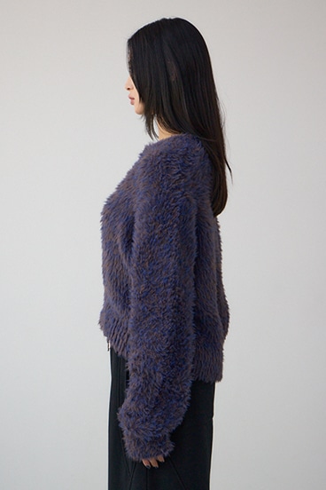 Wジップシャギーニットカーディガン 詳細画像