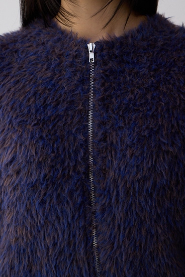 Wジップシャギーニットカーディガン 詳細画像