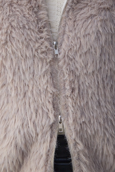 Wジップシャギーニットカーディガン 詳細画像