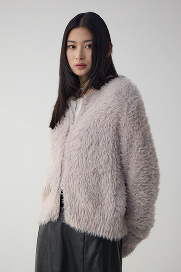 Wジップシャギーニットカーディガン 詳細画像