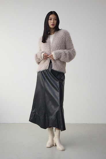 Wジップシャギーニットカーディガン 詳細画像