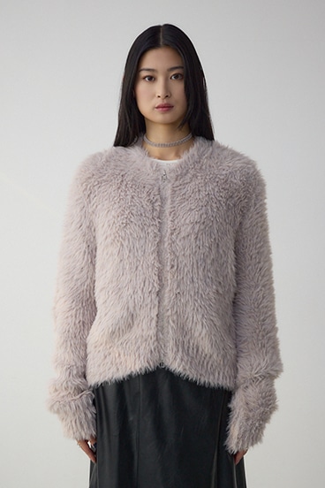 Wジップシャギーニットカーディガン 詳細画像