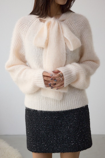 ボウタイデザインニットトップス