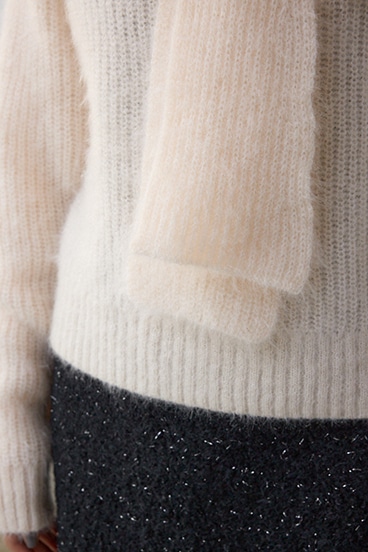 ボウタイデザインニットトップス 詳細画像