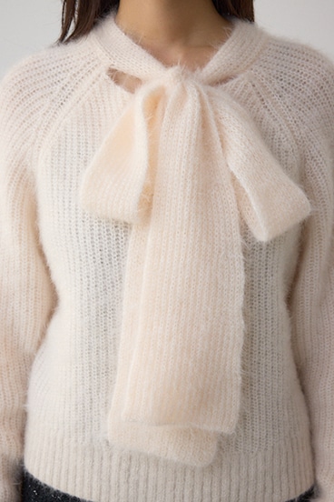 ボウタイデザインニットトップス 詳細画像