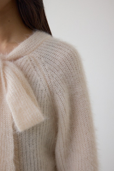 ボウタイデザインニットトップス 詳細画像